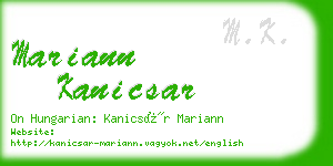 mariann kanicsar business card